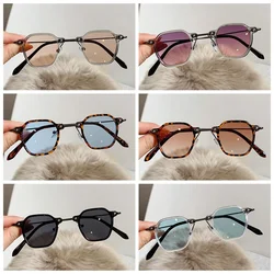 New Unisex Rectangle Vintage Sunglasses Metal Literary  Classic Streetwear Eyeglasses Lady Cat Eye Casual Goggles