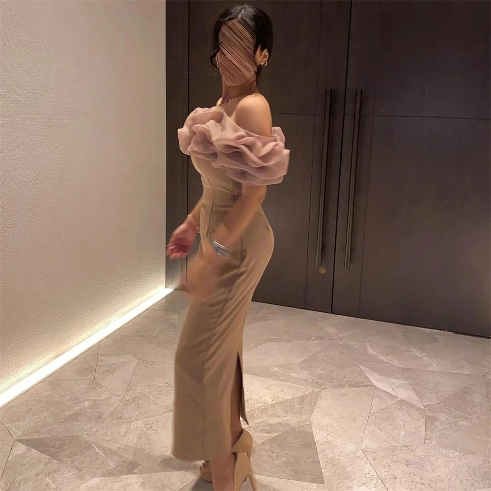 

Simple Mermaid Boat Neck Satin Formal Occasion Prom Dresses Ankle-length Women Evening Party Dress فساتين السهرة