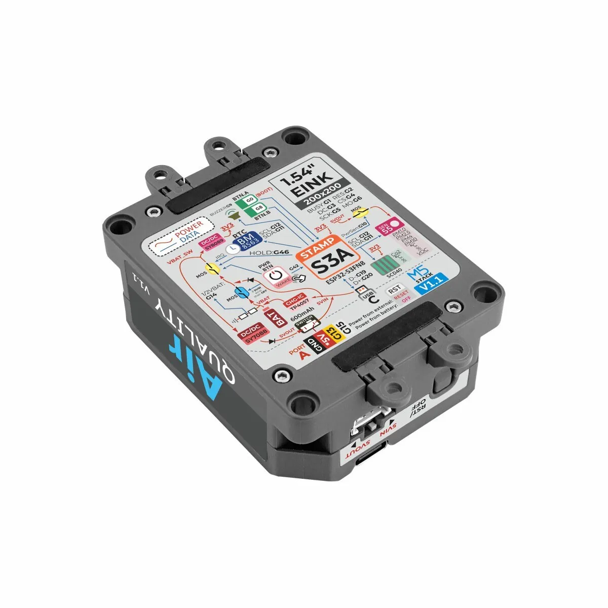 Maxgeek M5Stack Air Quality V1.1 Low Power Consumption PM1.0/2.5/4/10 Air Quality Monitor Stamp-S3A