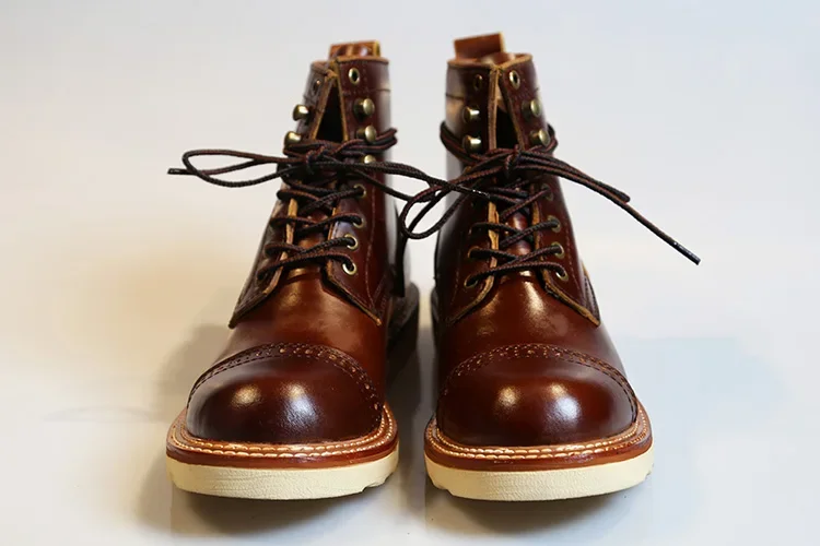 Handmade Combat Boots Hull Grain Leather Shoes Large Size Thick Black Lace Boots Men's Army Feet Cool Denim BootS