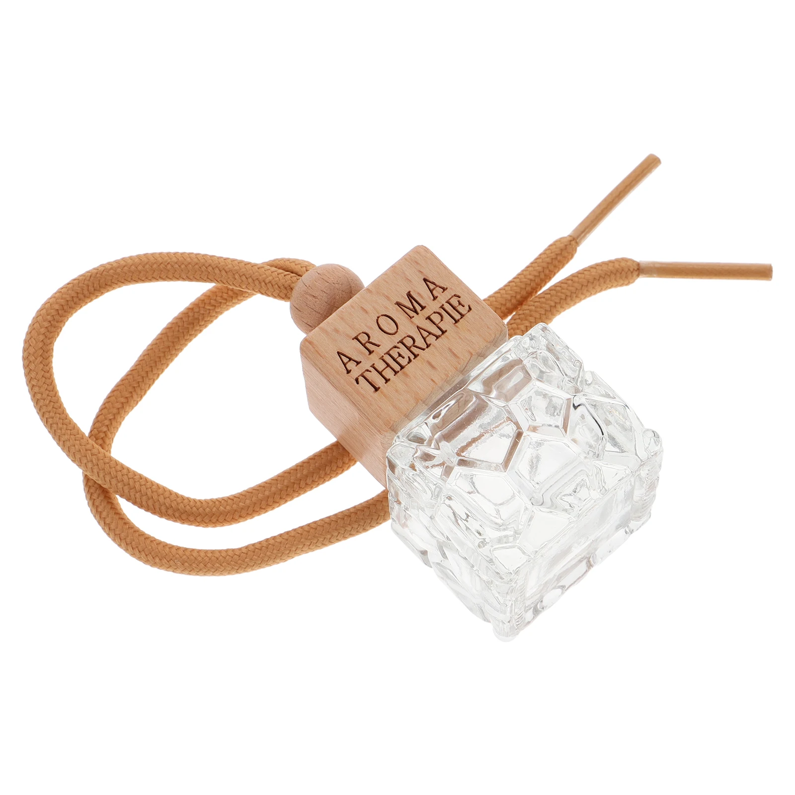 

Hanging Car Air Freshener Bottle 8ml Refillable Glass Wood Car Essential Oil Diffuser Leak Proof Hanging Pendant