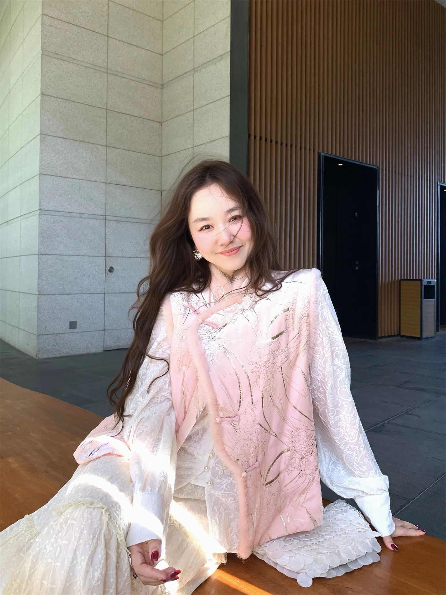 Nuevo Chaleco de Visón Rosa para Mujer, Estilo Chino, Chaqueta de Invierno, Chaleco Acolchado a la Moda, Casual, con Estampado Floral, Corto