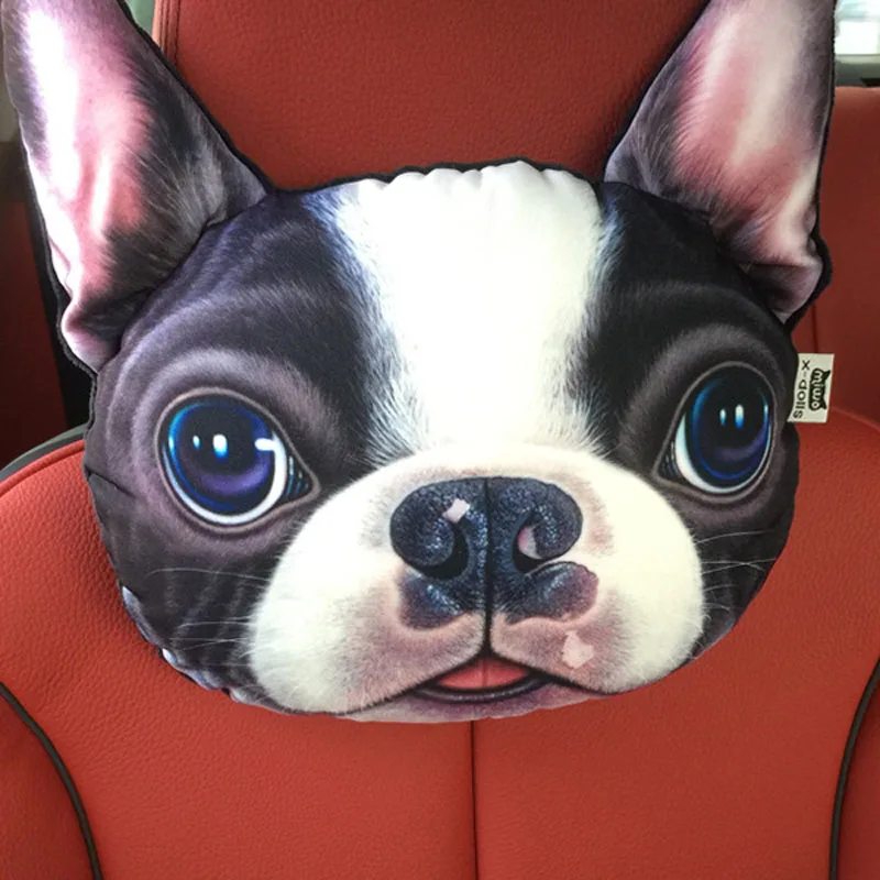 3D Lovely Dog Cat Animal Gift Car Headrest Activated Carbon Seat Covers Soft Neck Rest Cushion Safety Headrest Air Freshner