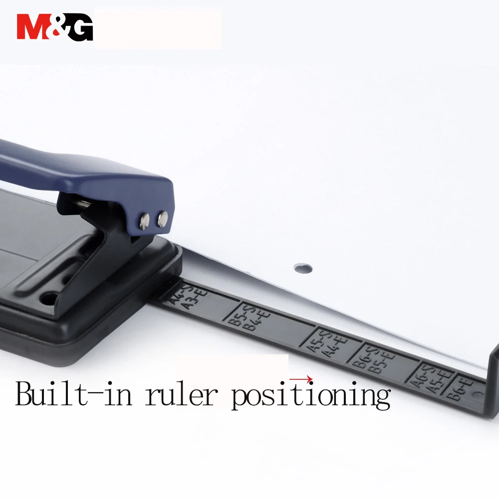 M&G 이중 구멍 펀치, 휴대용, 10/20/30 페이지 바인딩용, 구멍 간격 8mm(자), 탈착식 베이스, 학생에게 적합