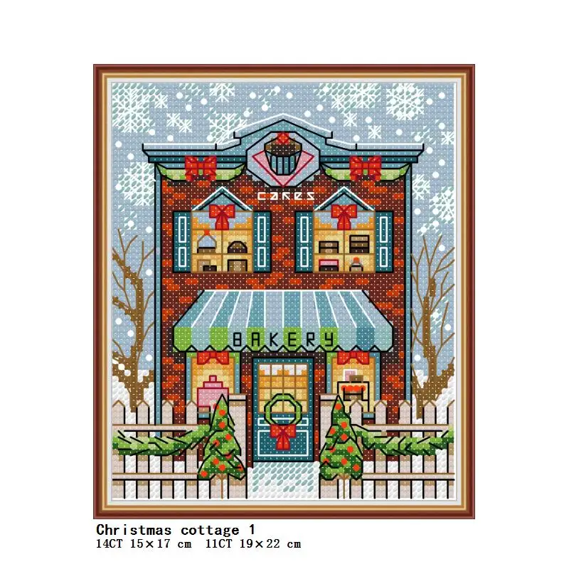 Christmas cottage pattern Mini kit punto croce scenario invernale fai-da-te 14CT 11CT count stampa su tela ricamo cucito artigianato