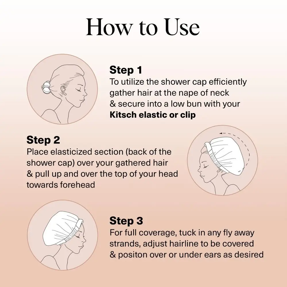 Three Layer Shower Cap with Silk Lining Elastic Band Women Show Caps Waterproof Large Shower Caps for Long Thick Hair Soft Bath