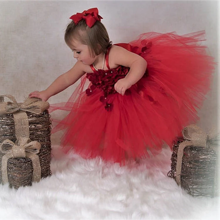 

12 Color Autumn Baby Clothes Christmas Handmade Flower Girl Party Wear Princess Kid Tutu Dress