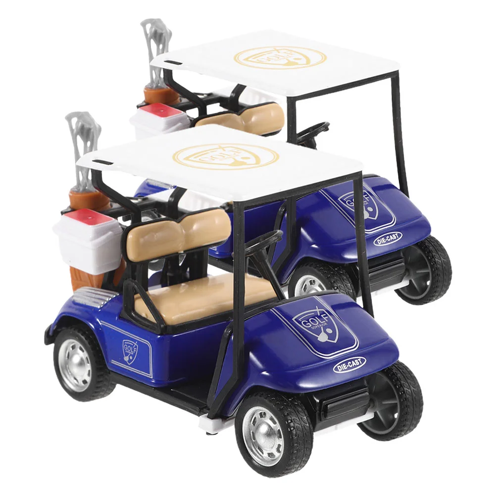 Carrito de Golf de 2 piezas, modelo de artesanía, decoraciones pequeñas, adorno práctico, modelos de aleación