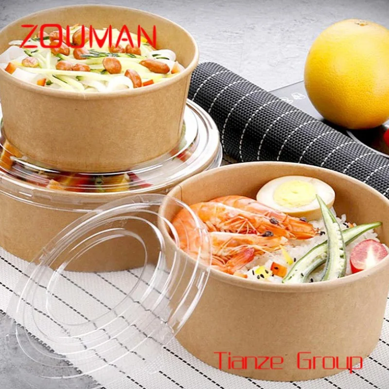 Custom , Custom take away noodle container food packaging ice disposable double wall coffee cups salad food paper bowl with lid