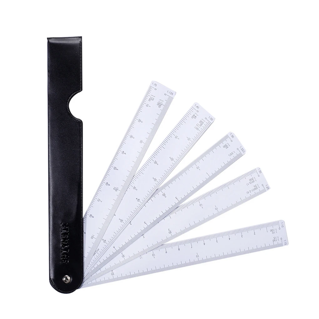 Multi Ratio Fan Shaped Scale Ruler Architecture Drawing Sketching Rulers Graphics Design Rulers Portable Measuring Tool