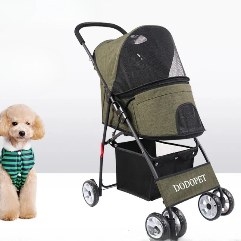 Pet Stroller Dog and Cat Outdoor Stroller Teddy Bear Folding Stroller Straight Design Pet Mobility Pet Transport