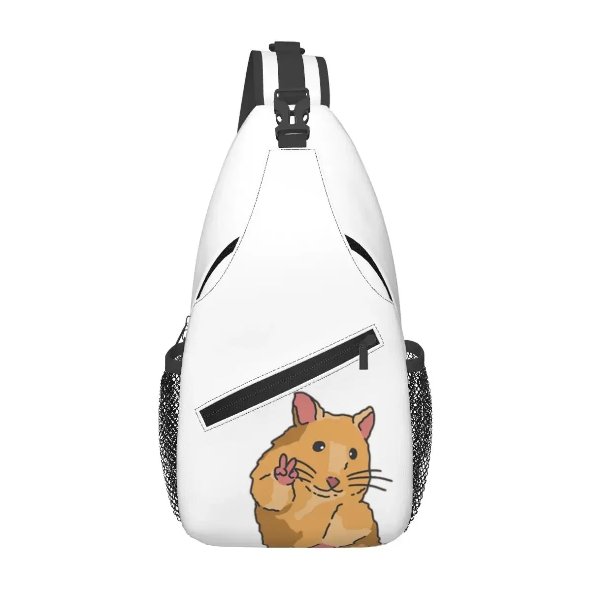 

Peace Hamster Meme Chest Bag Men Sling Crossbody Backpack Chest Bag Traveling Hiking Daypack Shoulder Bag