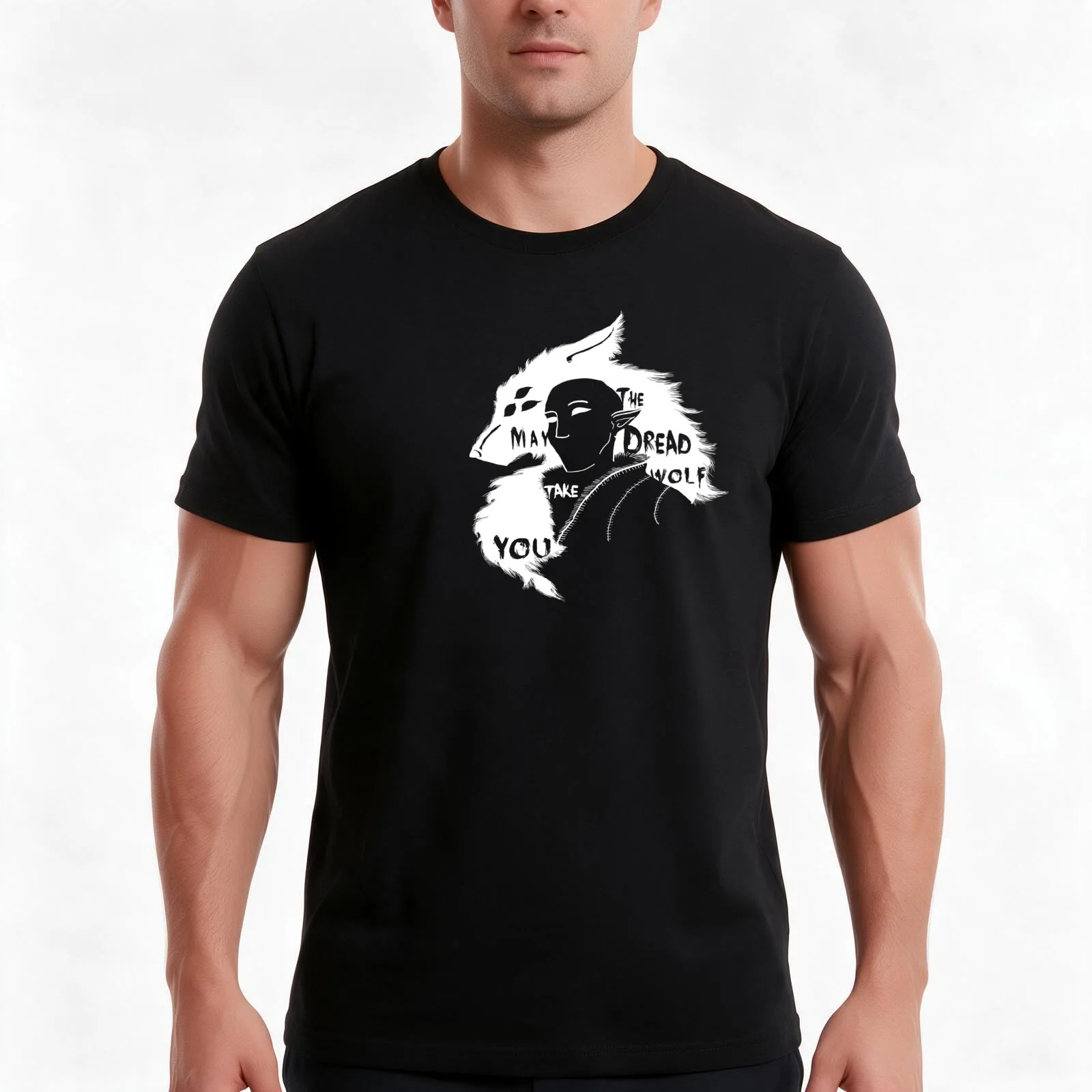 May the Dread Wolf Take You T-Shirt, Summer Casual Cotton Tee, Oversized Streetwear Tops, Vintage Graphic Print, 100% Cotton