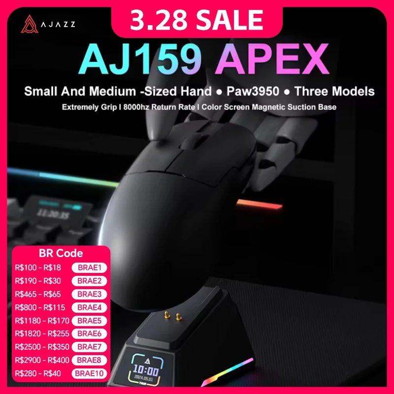 

AJAZZ AJ159 APEX/AJ159PRO Wireless Gamer Mouse with RGB Magnetic Charging Base Lightweight AJ159P Gaming Mouse for PC Laptop