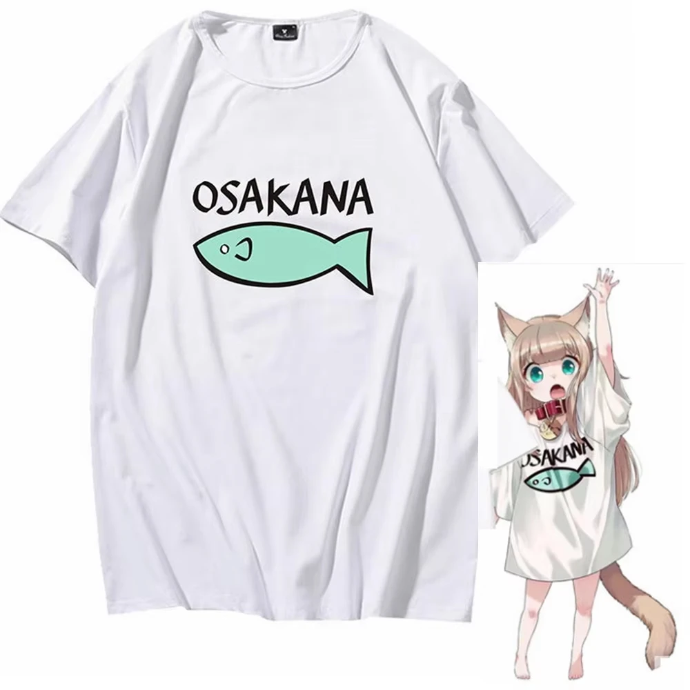 Anime The Cat I Brought Home is a Cute Girl T-Shirt Unisex Men Women Cotton Graphic Printed Short Sleeve Summer Casual Hot Sale