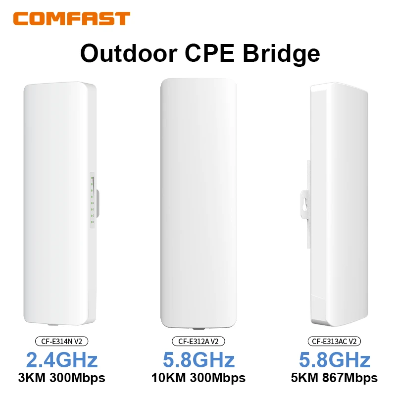 Comfast 300Mbps Outdoor Wireless Bridge CPE 2.4G/5.8G 3-10KM Access Point Wi-Fi Long Range Extender Signal Amplifier Repeater AP