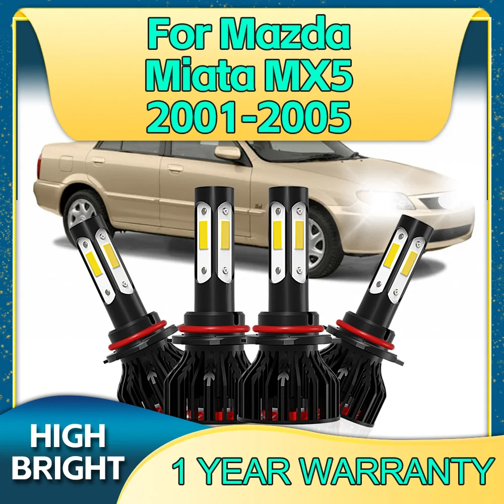 

2/4Pcs 30000LM LED Bulb 9005 9006 Car Headlights 4Side Chip 6000K with Fan For Mazda Miata MX5 2001 2002 2003 2004 2005