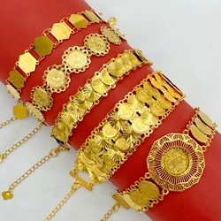 Gold Plated Bronze Antique Coin Bracelet Ladies Fashion Wedding Jewelry Ramadan Gift