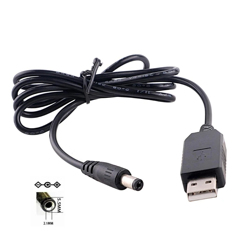 USB 5V to DC 5V 9V 12V Power Boost Line Adapter USB to DC Jack Round Hole Connector Converter Cable USB Step-up Cord