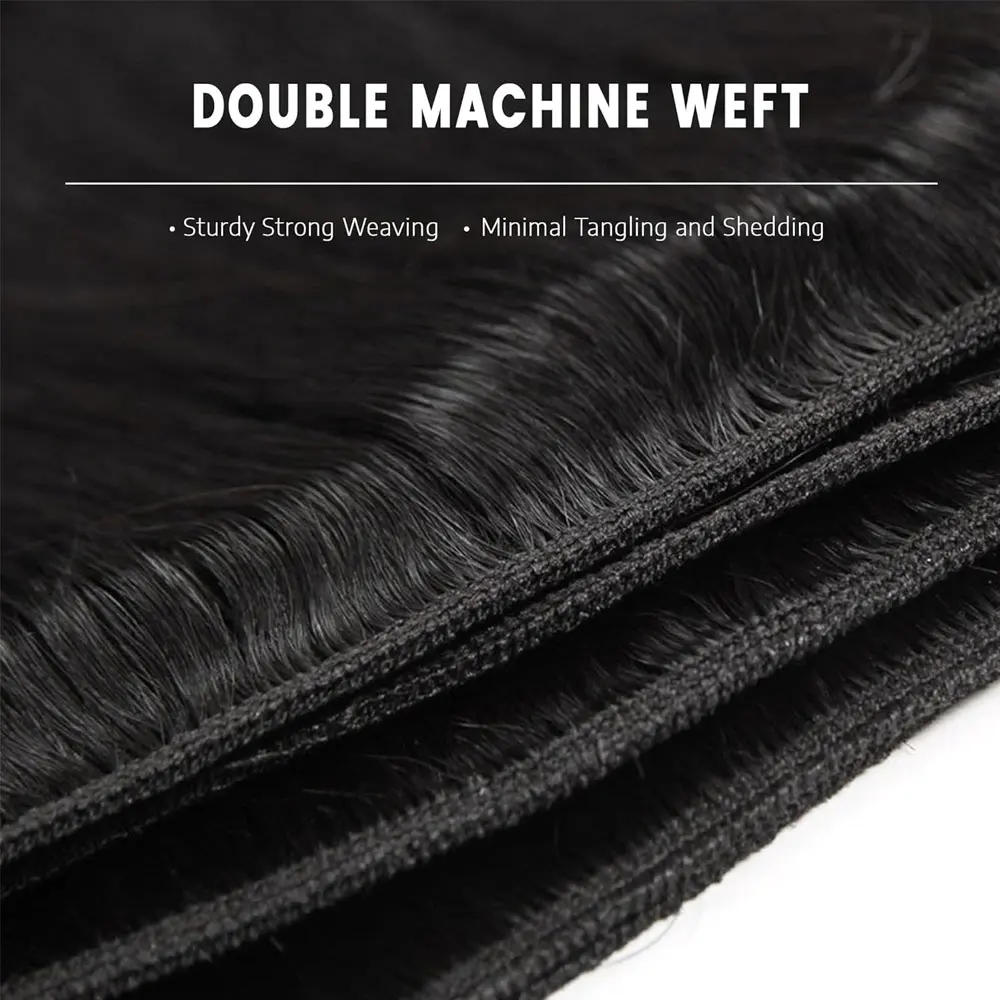 Extensiones de cabello liso largo brasileño de 14-32 pulgadas, 1/3/4 ofertas de extensiones, 100% extensiones de cabello humano virgen sin procesar, Color negro Natural