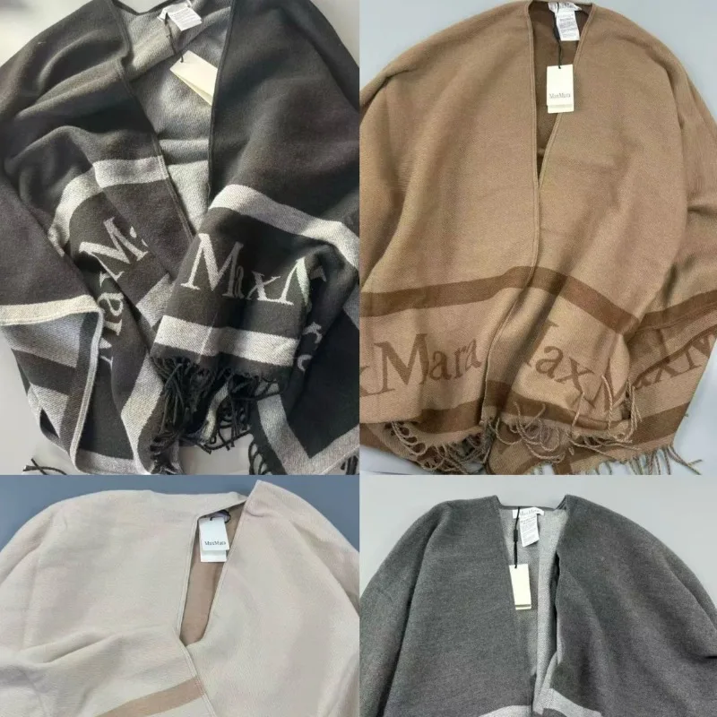 

Шарф-накидка 2026 года, двусторонний, из высококачественной шерсти и кашемира, для женщин, с кисточками, для ношения поверх верхней одежды