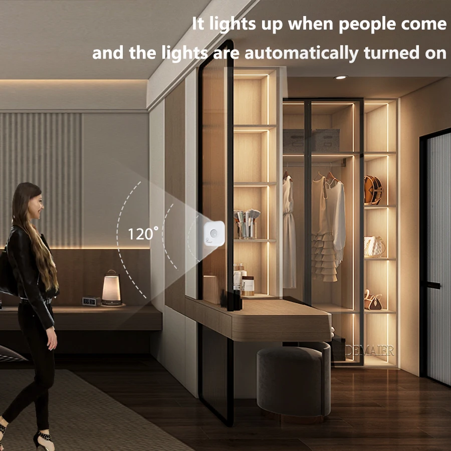 COB LED Strip Light para Under Cabinet Coleção, sem fio Motion Sensing, Toque Mão Scan, Regulável Bar, Lâmpada da noite, Estante Roupeiro