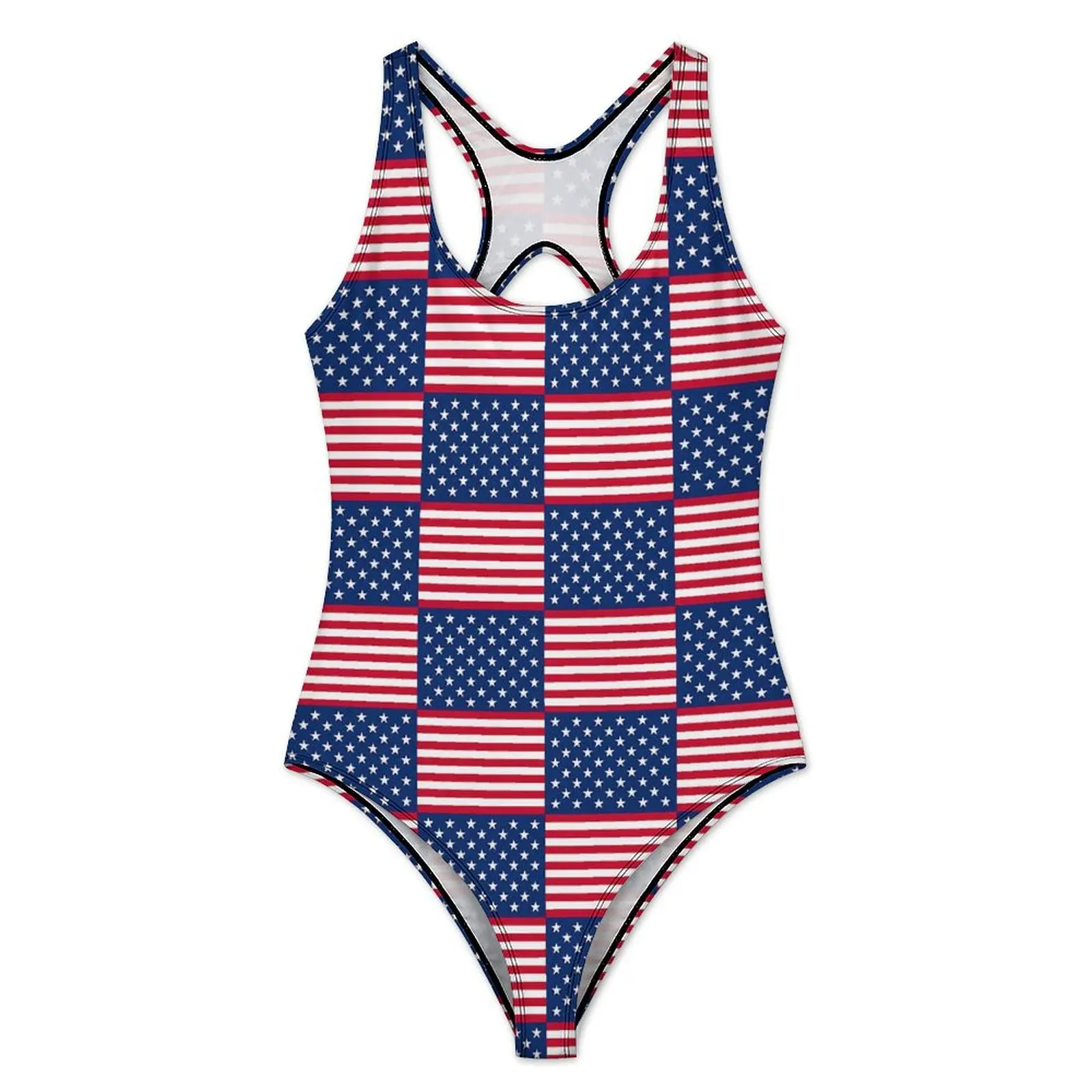 American Flag Swimsuit Sexy US National Day Women Swimwear One-Piece Sweet Swimsuits Vacation Bath Push Up Sleeveless Monokini