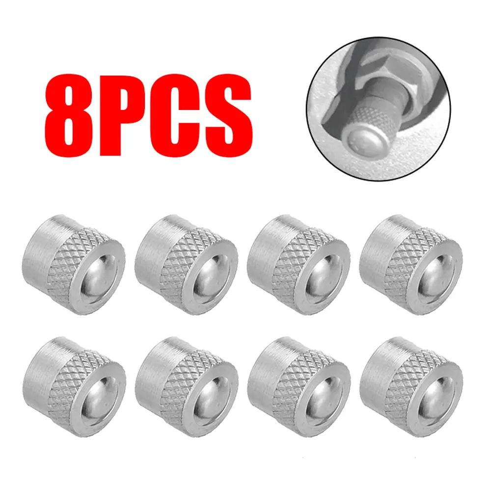 8 pçs/set 8mm tampas de válvula do carro metal curto gaxeta premium tampa da válvula pneu auto roda pneus válvulas haste do pneu tampas ar