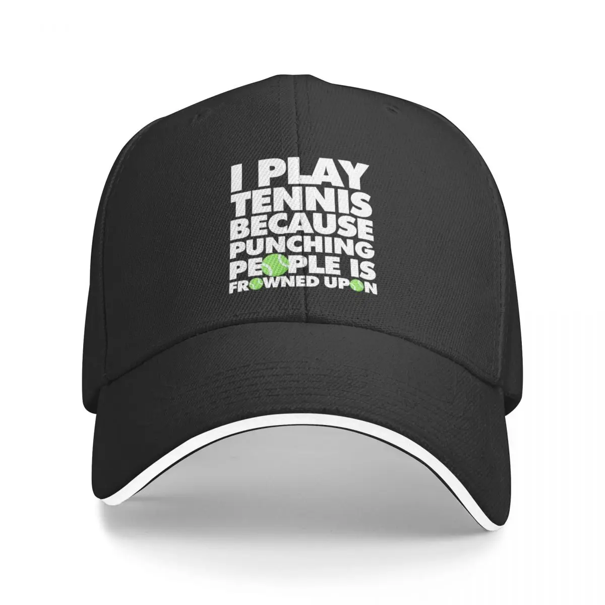 I Play Tennis Because Punching People Is Frowned Upon Funny Tennis Player Baseball Cap Horse Hat Designer Man Women's