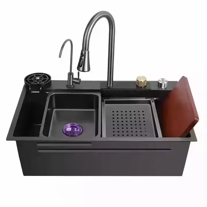 Deao 2024 Hot Sale Multifunction kitchen sinks 304 stainless steel kitchen sink faucet modern kitchen sink set