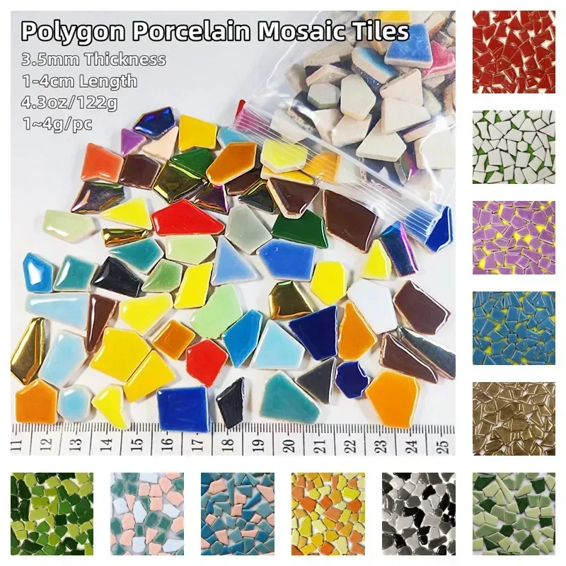 4.3oz/122g wielokąta porcelany płytki z mozaiką DIY Craft płytka ceramiczna mozaika materiały do produkcji 1-4cm długości, 1 ~ 4 g/sztuka, 3.5mm