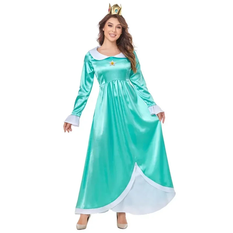 Disfraz de princesa Peach para adultos, vestido rosa elegante para mujer, fiesta de Cosplay, mascarada de Halloween, traje, ropa para el escenario