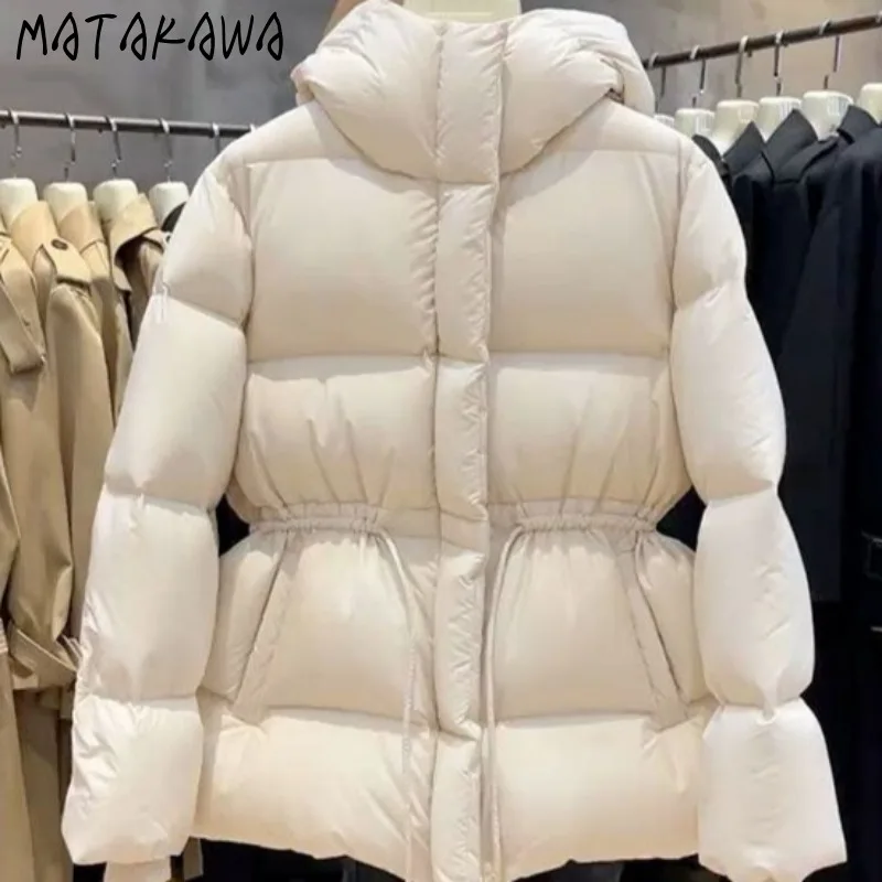 Matakawa Autumn Winter Jackets Women Thick Warm Korean Fashion Sweet Solid Slim Parkas Coats Vintage Elegant Chaqueta Mujer