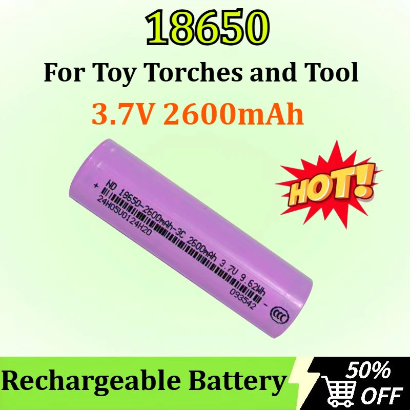 

18650 3.7V 2600mAh Lithium-ion Rechargeable Battery Suitable for Toy Torches and Tool Batteries
