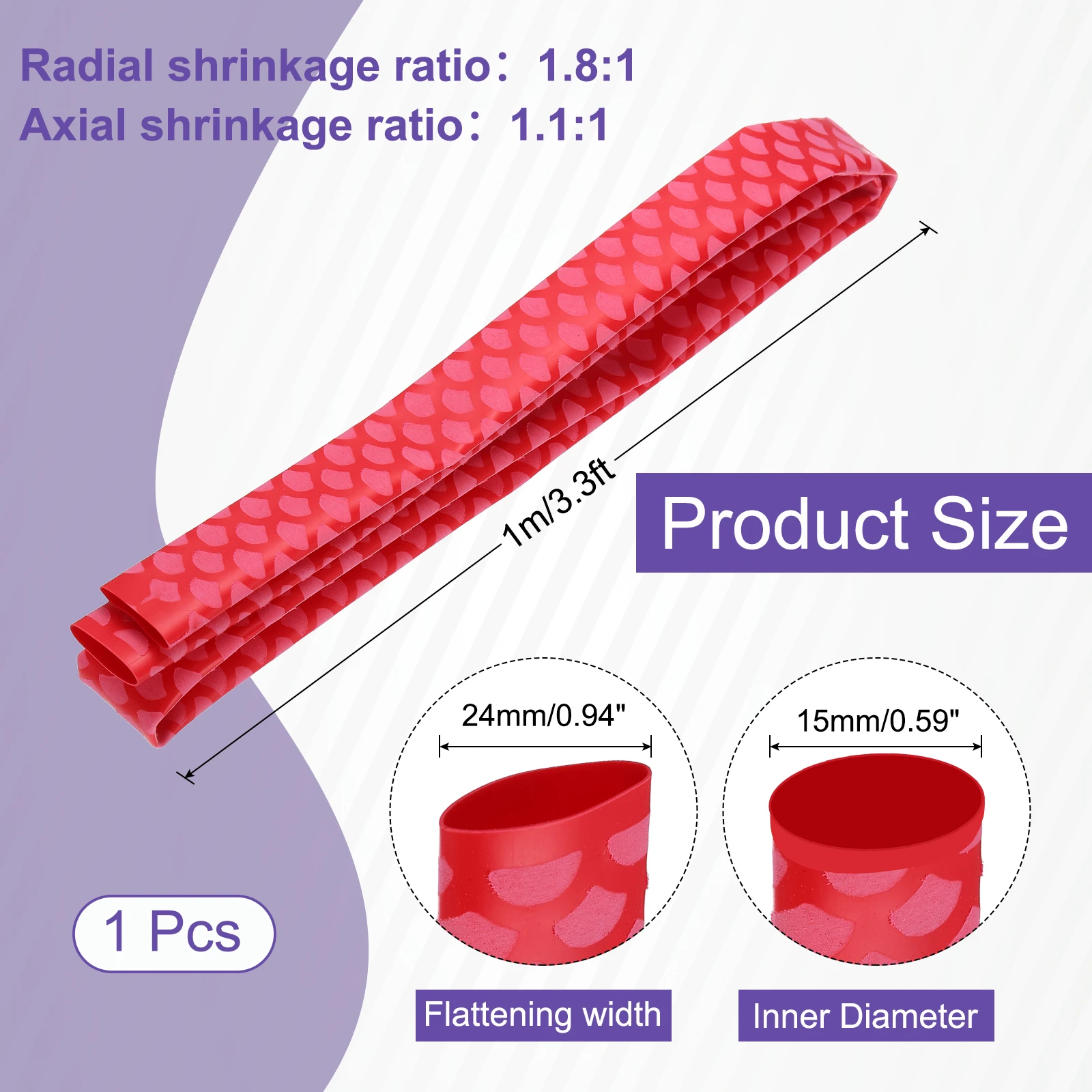1/4Pcs 1m Heat Shrink Tubing for Fishing Rods 15-35mm 1.8:1 Fish Scale Pattern Heat Shrink Wrap Handle Rod Grip with Anti-Slip