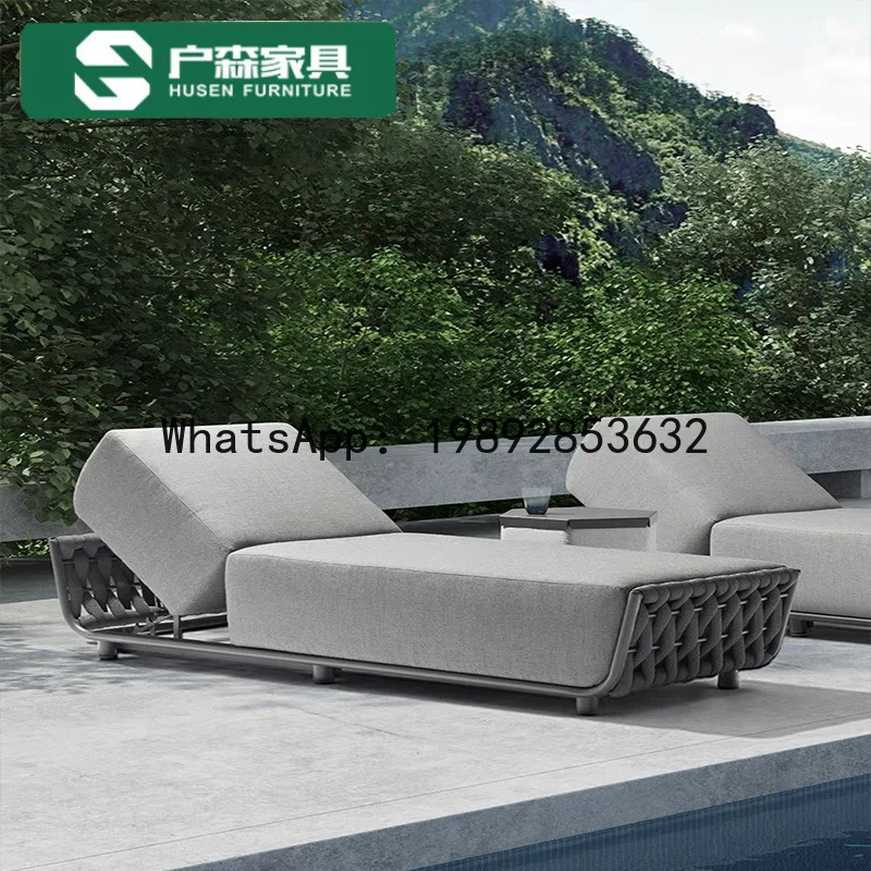YFY Outdoor Courtyard Pool Lounger Outdoor Villa Open-Air Beach Chair Home Leisure Rattan Woven Recliner with Backrest