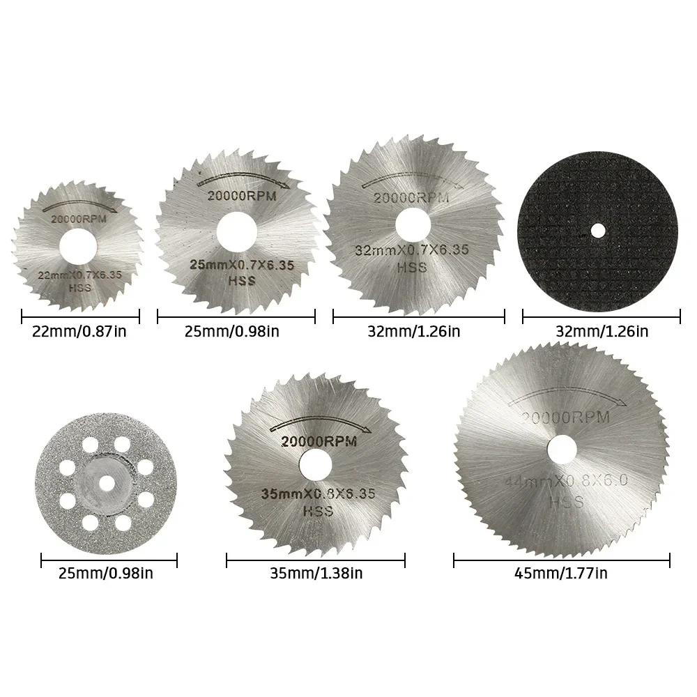 32/31/30 Pcs Mini Set di lame per seghe circolari disco da taglio per mola abrasiva per accessori Dremel utensili rotanti per il taglio dei metalli