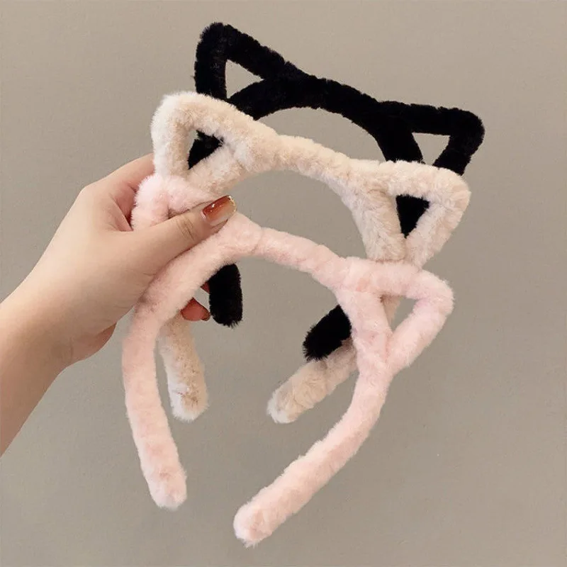 Engraçado Cartoon Cat Ear Headband para Mulheres, Orelhas peludas de coelho, Hairband Hoop, Lolita Cosplay Costume, Party Headwear, Acessórios para