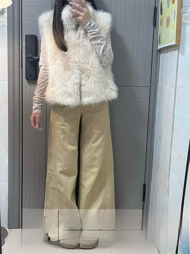 

Джинсы женские прямые удлиненные в стиле американского ретро, цвет хаки, больших размеров, для осени и зимы, сексуальные