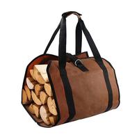 Firewood Log Carrier Tote Waterproof Canvas Storage Tote Bag Waxed Fireplace Large Wood Carrying Bag with Handles Foldable