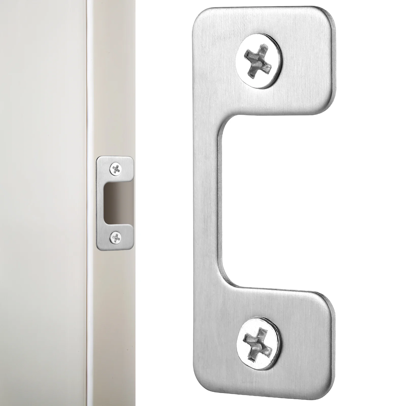

Stainless Steel Door Stop Strike Plate Deadbolt Cover Shed Lock Metal Latch Protector Guard Chain