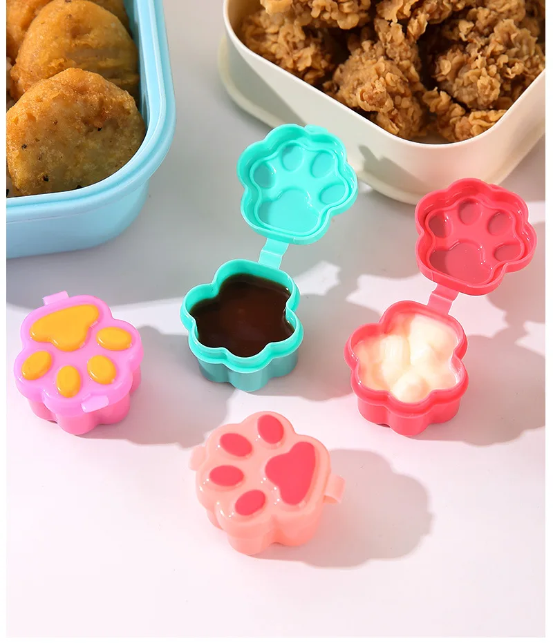 4 stücke Mini Mittagessen Bento Sojasauce Box Nette Design Kunststoff Tragbare Sauce Gläser Würze Spender Mini Salat Tomatensauce Flasche – Detail 14