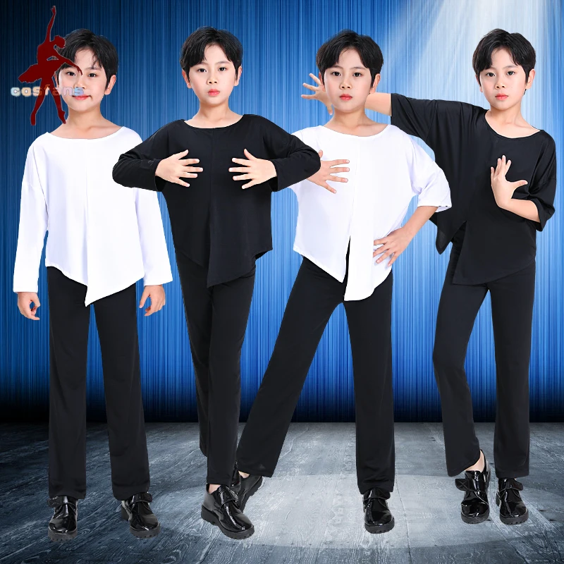 

Professional Men Black Latin Dance top Pants Boys Adult Satin Ballroom Dance Pants Salsa Tango Rumba Samba Cha Cha Latin suits