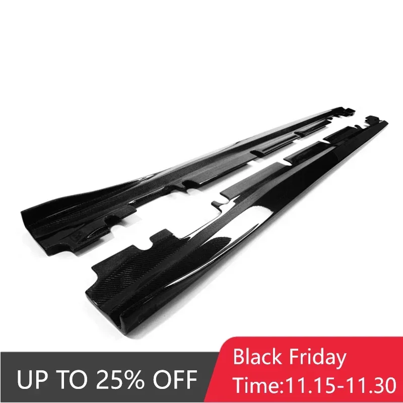 

For Benz W176 Revozport RZA290 Style Carbon Fiber Side Skirt Extension AMG Only Glossy Finish Door Step Panel Body Kit Trim