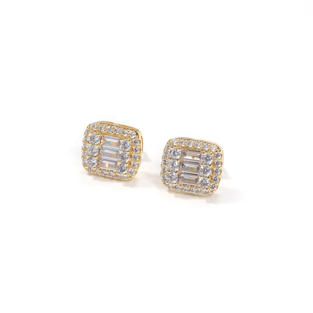 

1 Pair of Clear BaguetteCZ Stud Earrings with S925 Needle for Women Iced Out Cubic Zirconia Earrings Fashion Jewelry for Gift