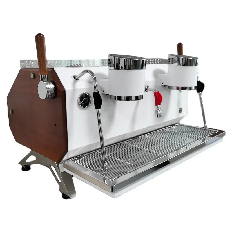 

Commercial Double Head Double Boiler Semi Automatic Coffee Maker New Pump Stainless Steel For Office Coffee Shop Bar Use Durable