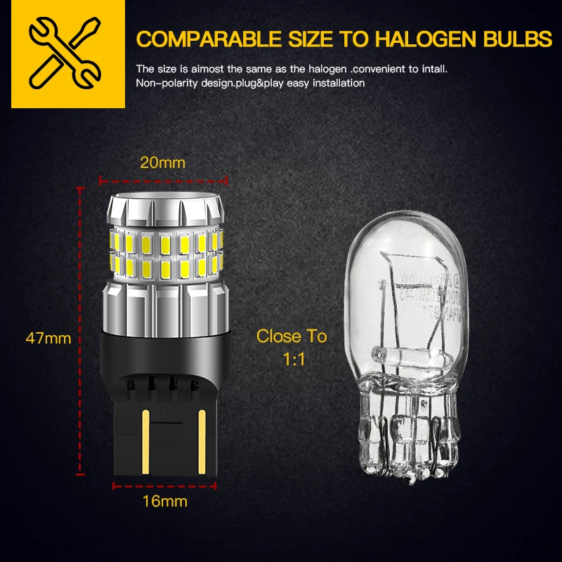 IBLUON 2 Ampoules LED Feu De Recul W21W 7440 T20 Canbus - Blanc 6000K Pour Ford Kuga 3, Ranger, Explorer