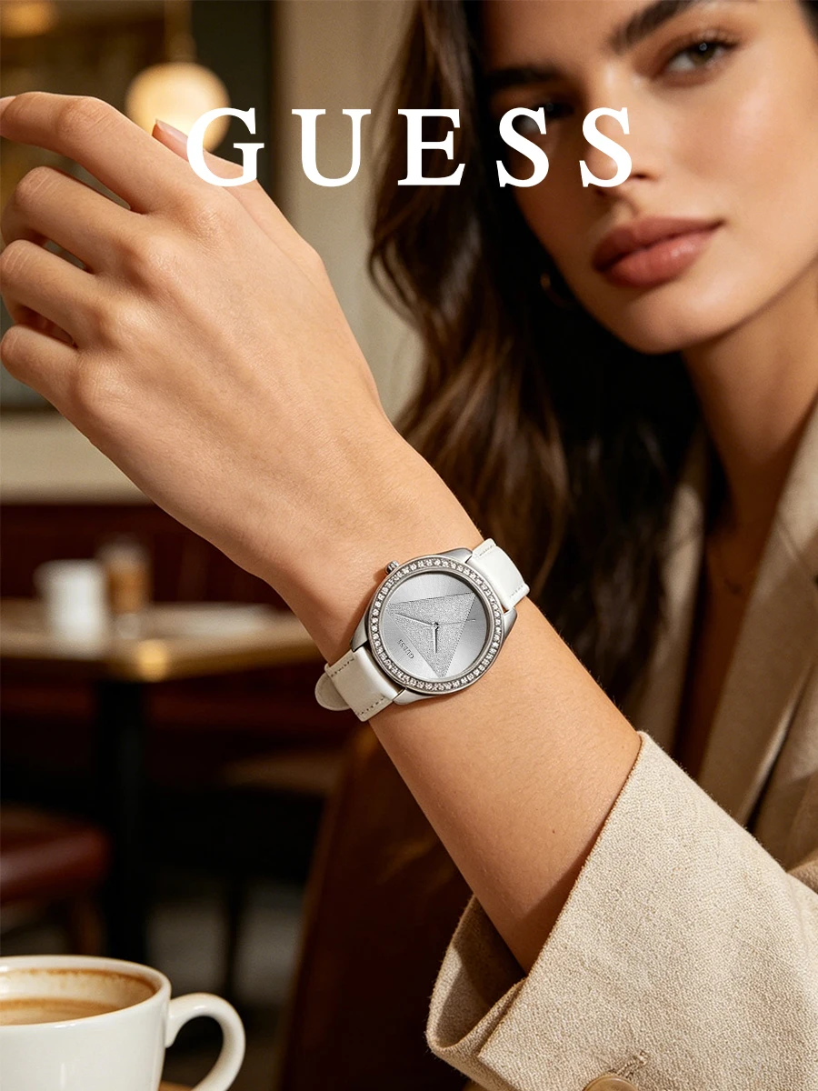 Ladies Watch Round Analog Dial White Leather Strap Quartz Watch for Business meeting Dinner meetup Anniversary present