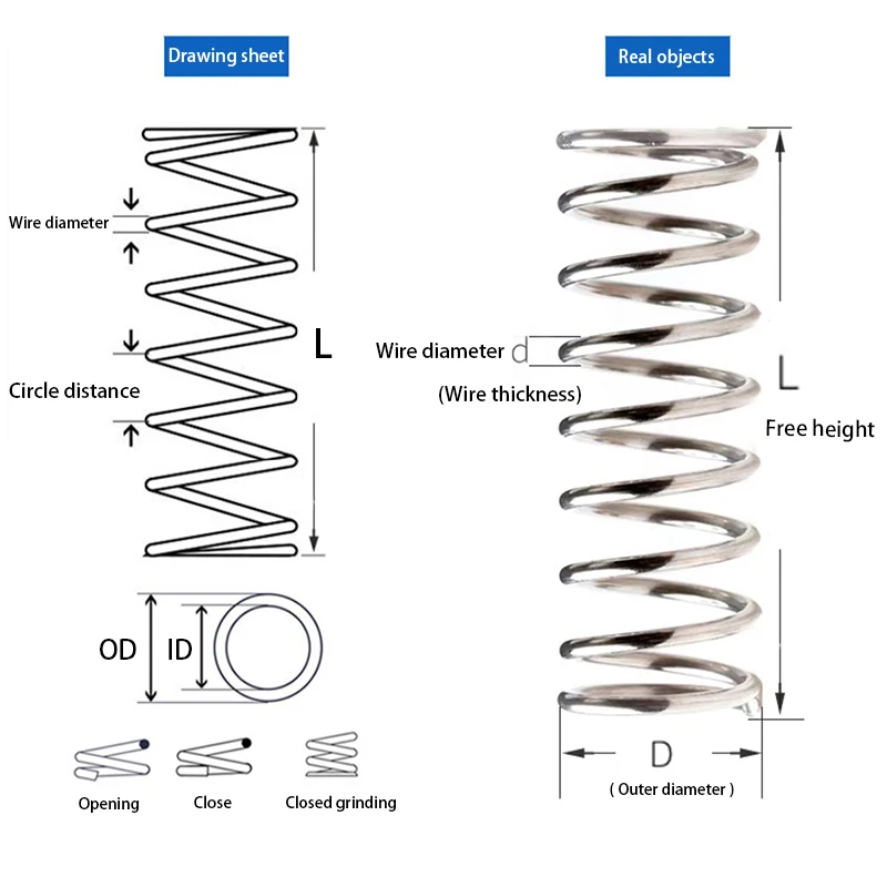 Wire Dia 0.7MM OD 5~12MM L:60~100MM 304 Stainless Steel Galvanized Compression Spring Y-shaped Shock Absorption Return Spring