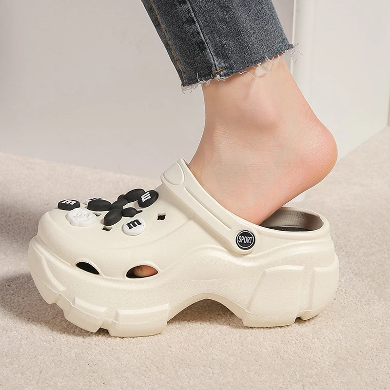 Women's Shoes 7cm Platform Sandals Casual Korean-style High Quality Garden Shoes Unique Non-slip Beach Shoes Fashion Hole Shoes